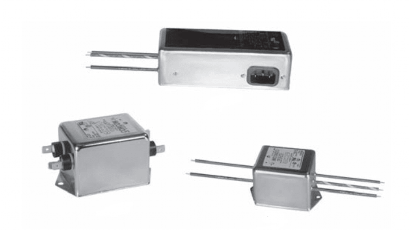 TE Connectivity Corcom Q Entstörfilter, 250 V ac, 6A, Flanschmontage, Flachstecker, 1-phasig / 50/60Hz