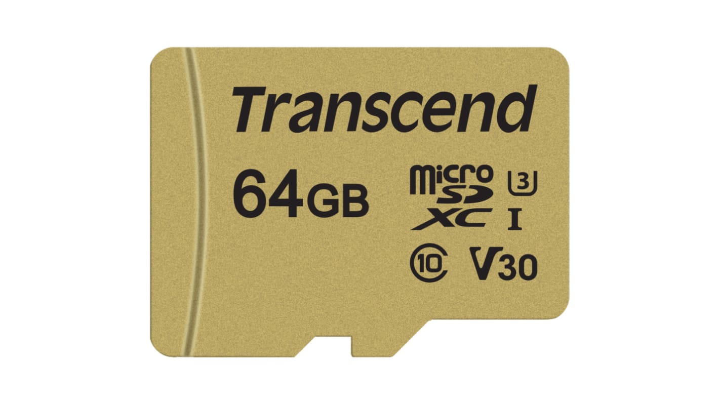 Transcend マイクロ SDMicroSDXC,容量：64 GB MLCTS64GUSD500S