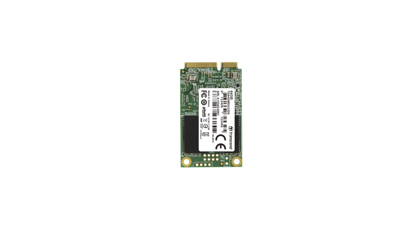 Dysk SSD MSA230S., 64 GB, wewnętrzny, Transcend TLC 0 → +70°C