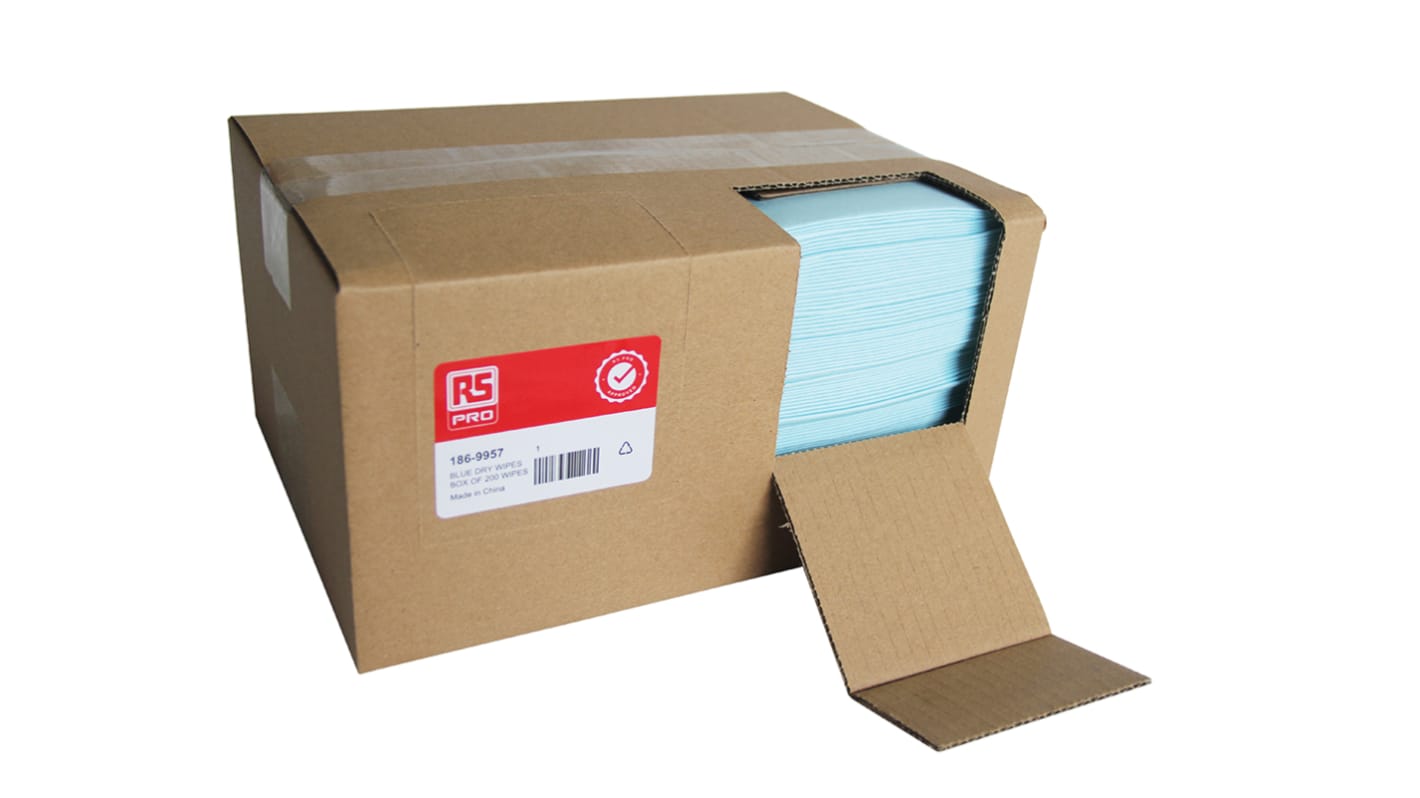 RS PRO Mehrzwecktücher, Blau, 240 x 380mm, 200 Tücher pro Packung