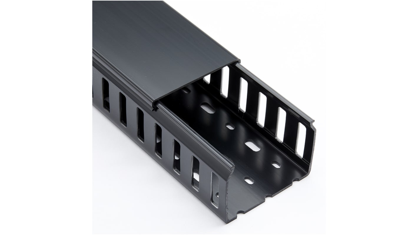 09640000 | Betaduct Black Slotted Trunking Lid - Closed Slot, W78 mm x ...