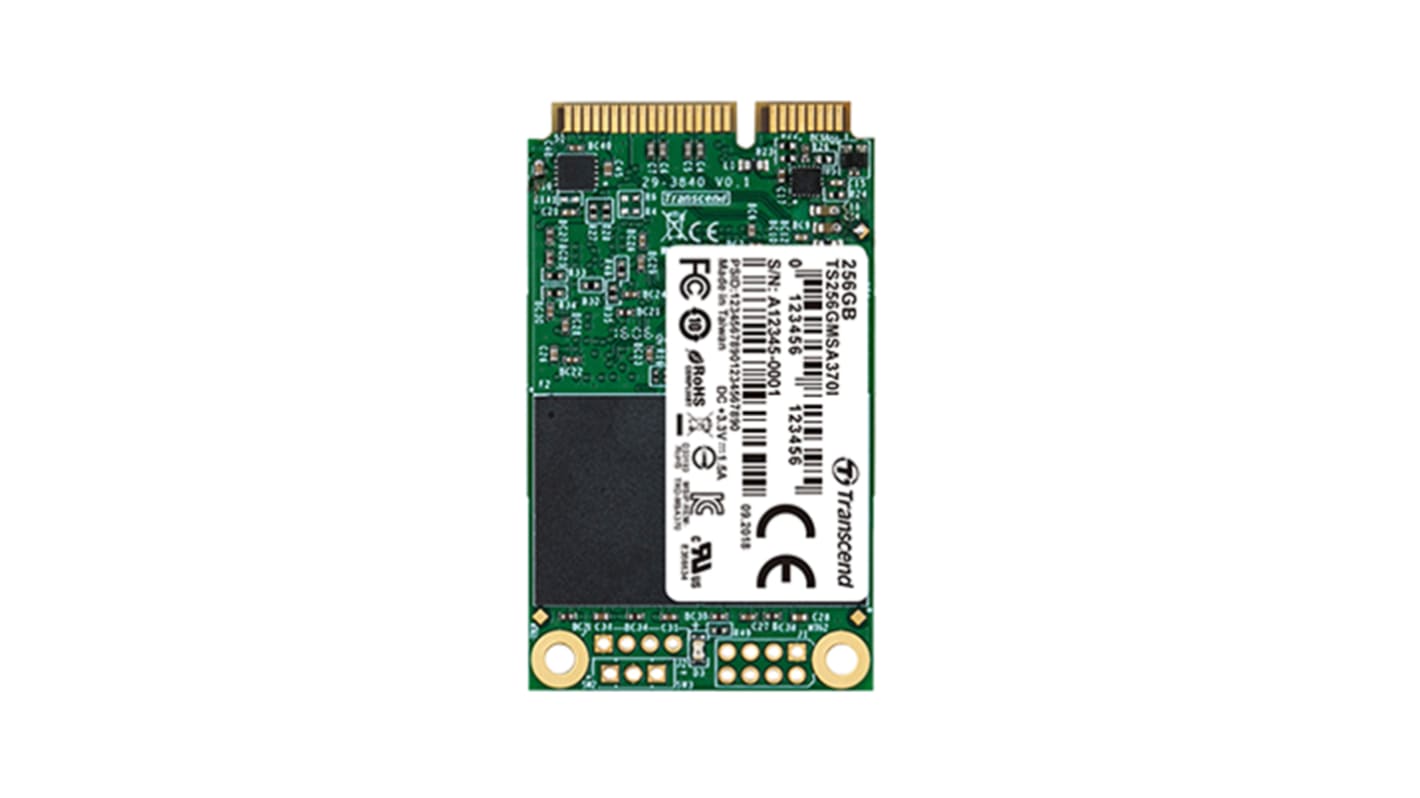 Transcend MSA370I, mSATA Intern HDD-Festplatte SATA III Industrieausführung, MLC, 32 GB, SSD