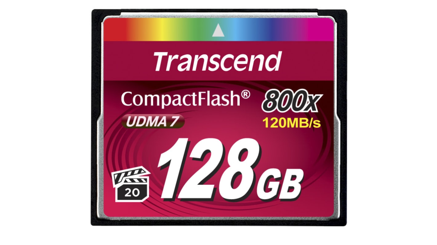 Scheda CompactFlash Transcend CompactFlash 128 GB MLC -25 → +85°C 800x