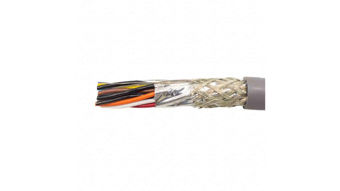 Alpha Wire Datenkabel, 8-paarig 0,33 mm² Ø 9.7mm Aluminium/Mylarband Schirmung PVC isoliert Twisted Pair Grau