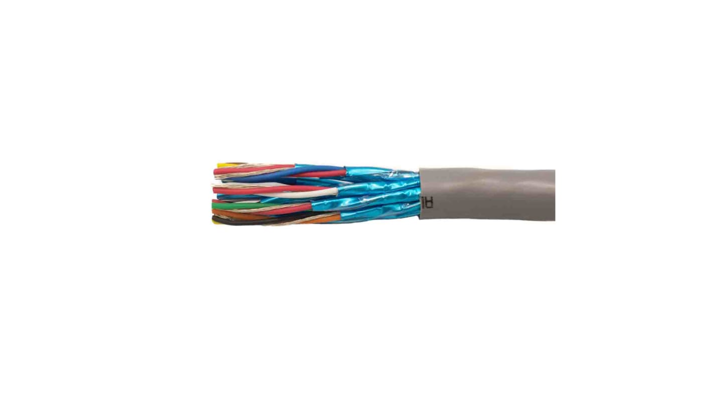Alpha Wire Datenkabel, 12-paarig 0,25 mm² Ø 11mm Aluminium/Mylarband Schirmung PVC isoliert Twisted Pair Grau