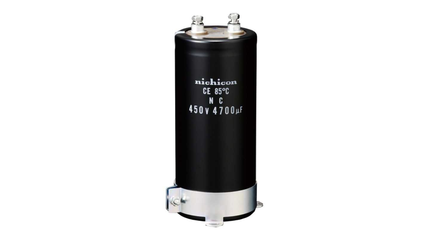 Condensador electrolítico Nichicon serie NC, 4700μF, ±20%, 450V dc, mont. roscado, 63.5 Dia. x 145mm, paso 28.6mm