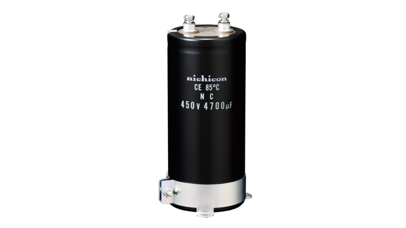 Condensatore Nichicon, serie NC, 4700μF, 450V cc, ±20%, +85°C, Montaggio a vite