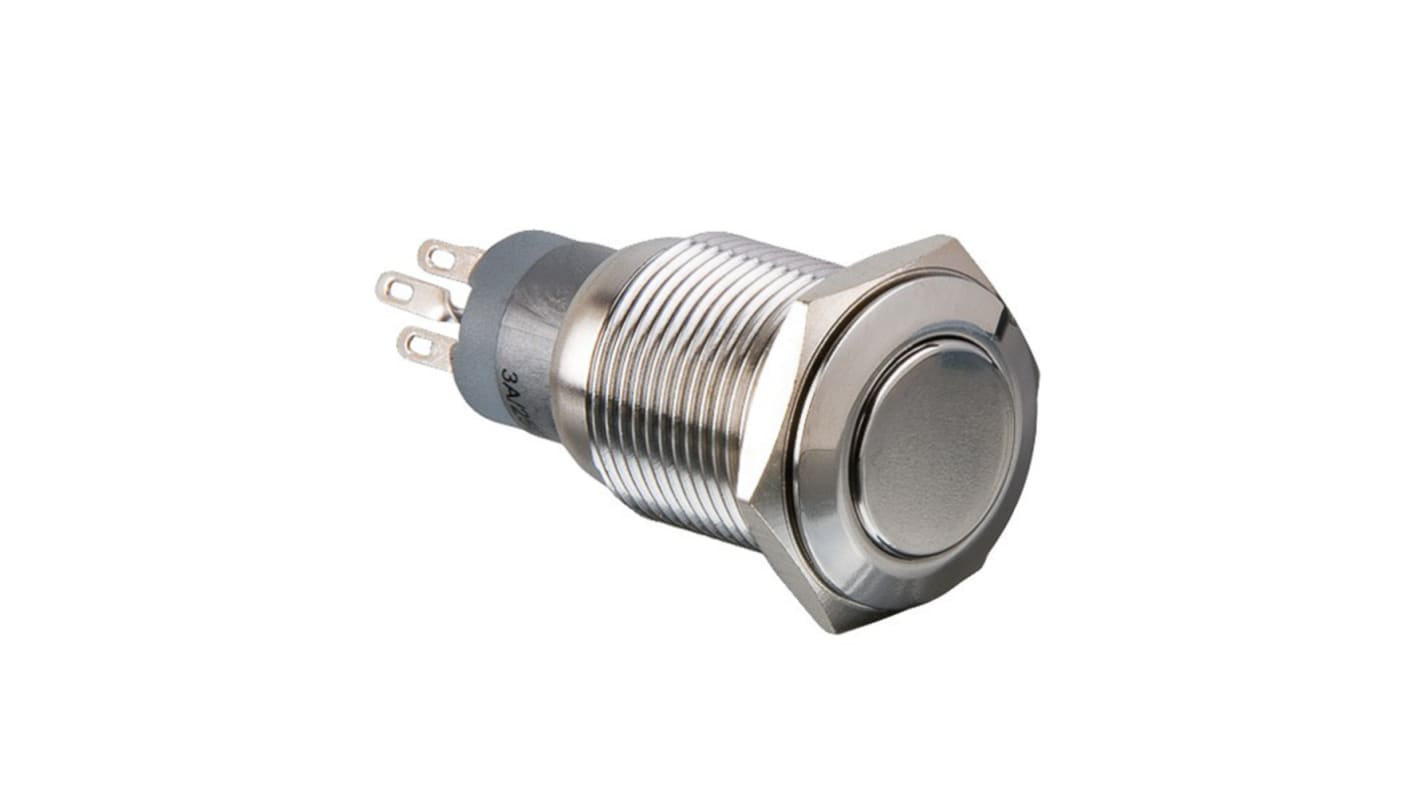 Interruptor de Botón Pulsador Arcolectric (Bulgin) Ltd, DPDT, Enclavamiento, 1 A, 250V ac, Montaje en Panel, IP67