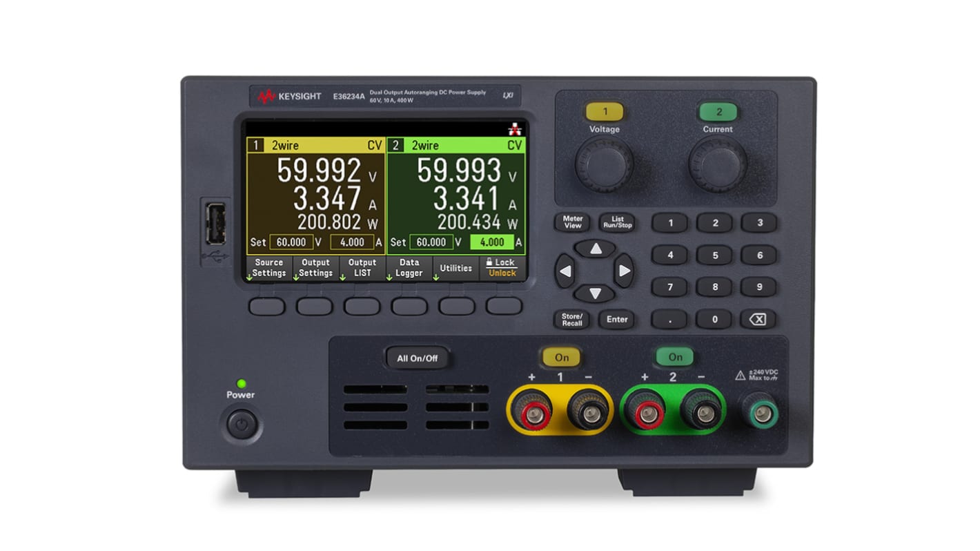 Fuente de alimentación Keysight Technologies E36234A, calibrado RS, 2 salidas, 0 → 60V dc, 0 → 10A, 400W