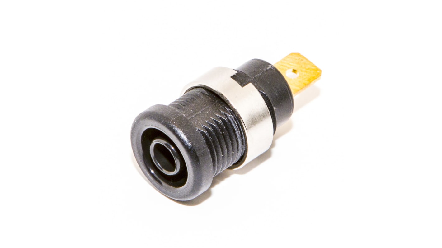 Conector banana hembra Hembra, 36A, 1000V, Contacto Oro, Negro