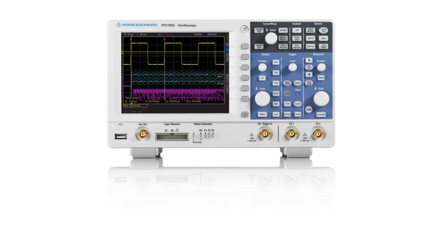 Oscilloscopio Da banco Rohde & Schwarz RTC1002, 2 ch. analogici, 300MHz, Cert. LAT