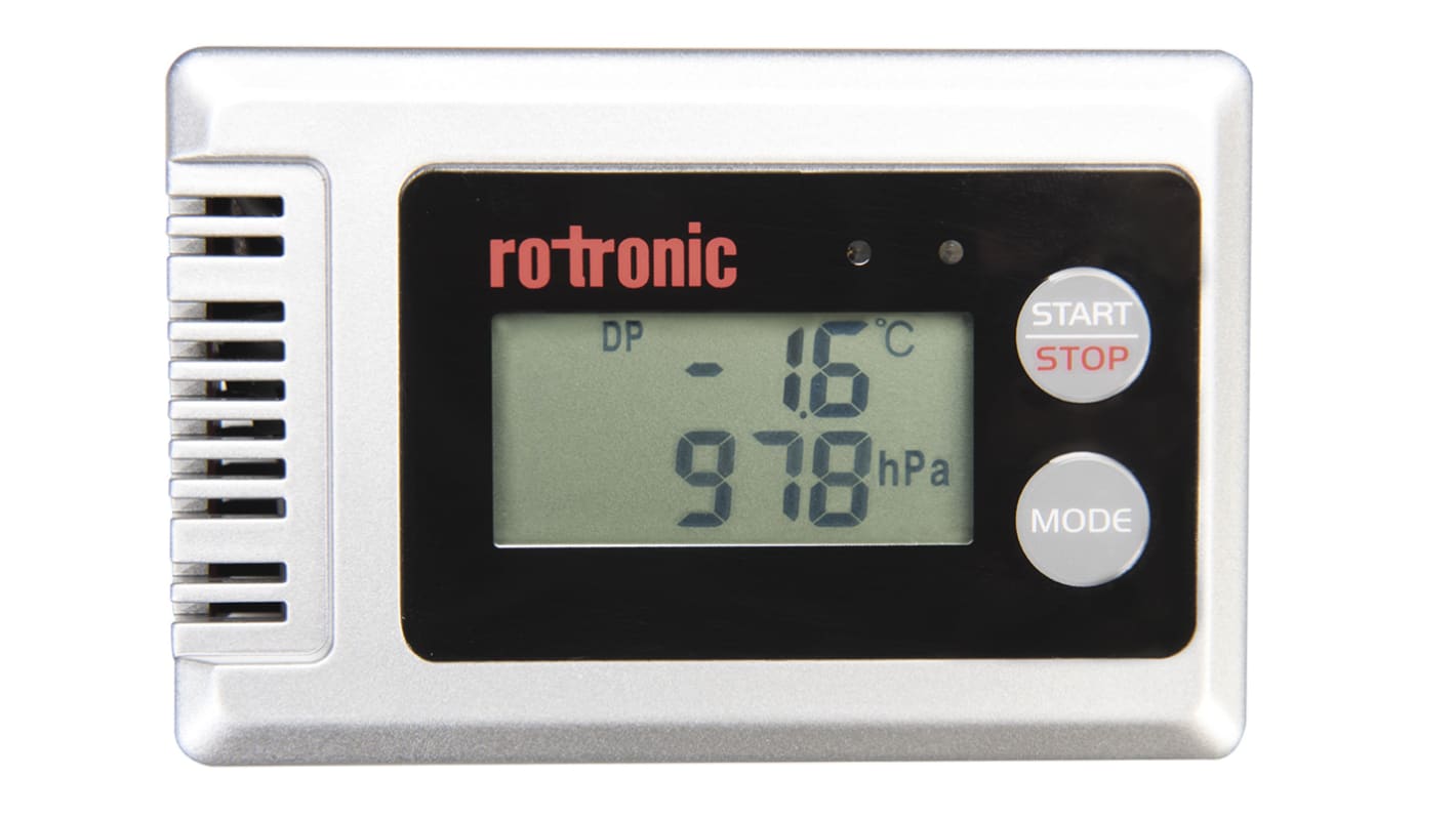 Registrador de datos Rotronic Instruments BL-1D, calibrado UKAS, para Presión barométrica, humedad y punto de