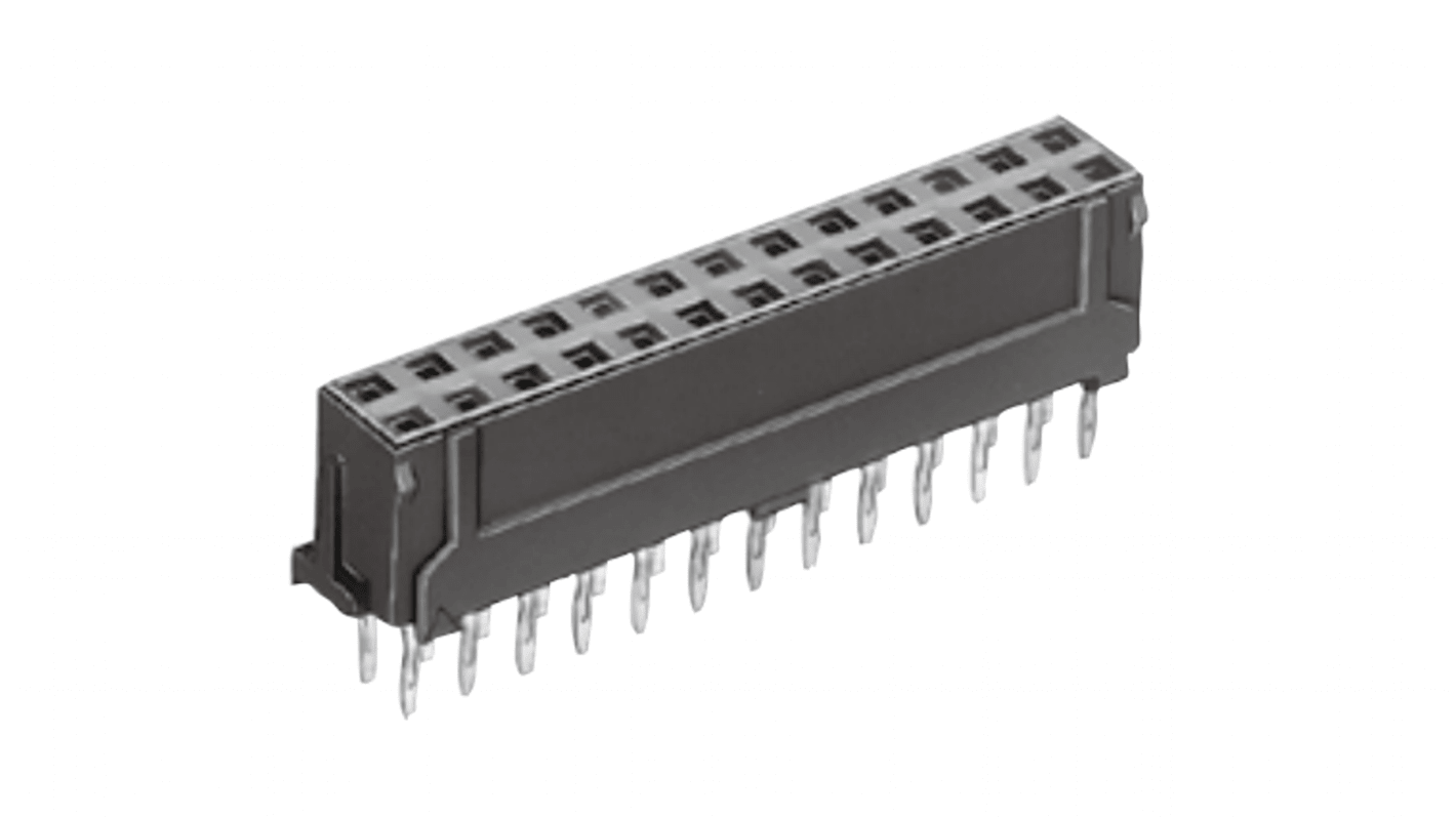 Hirose DF11 Series Straight Through Hole Mount PCB Socket, 12-Contact, 2-Row, 2.0mm Pitch, Solder Termination