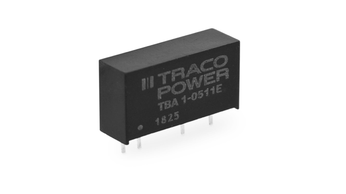 Convertisseur DC-DC TRACOPOWER, TBA 1E, Montage traversant, 1W, 2 sorties, ±5V c.c., ±100mA