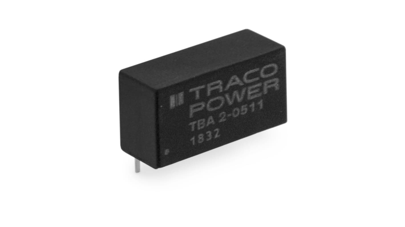 TRACOPOWER TBA 2 DC-DC Converter, ±15V dc/ ±65mA Output, 4.5 → 5.5 V dc Input, 2W, Through Hole, +85°C Max Temp