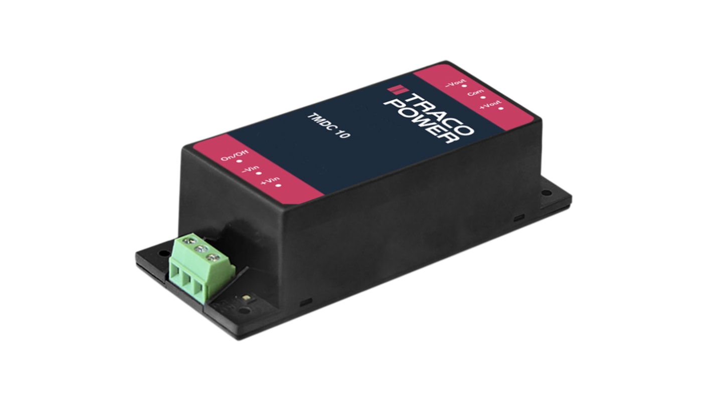 TRACOPOWER TMDC 10 DC-DC Converter, ±12V dc/ ±416mA Output, 18 → 75 V dc Input, 10W, Chassis Mount, +80°C Max