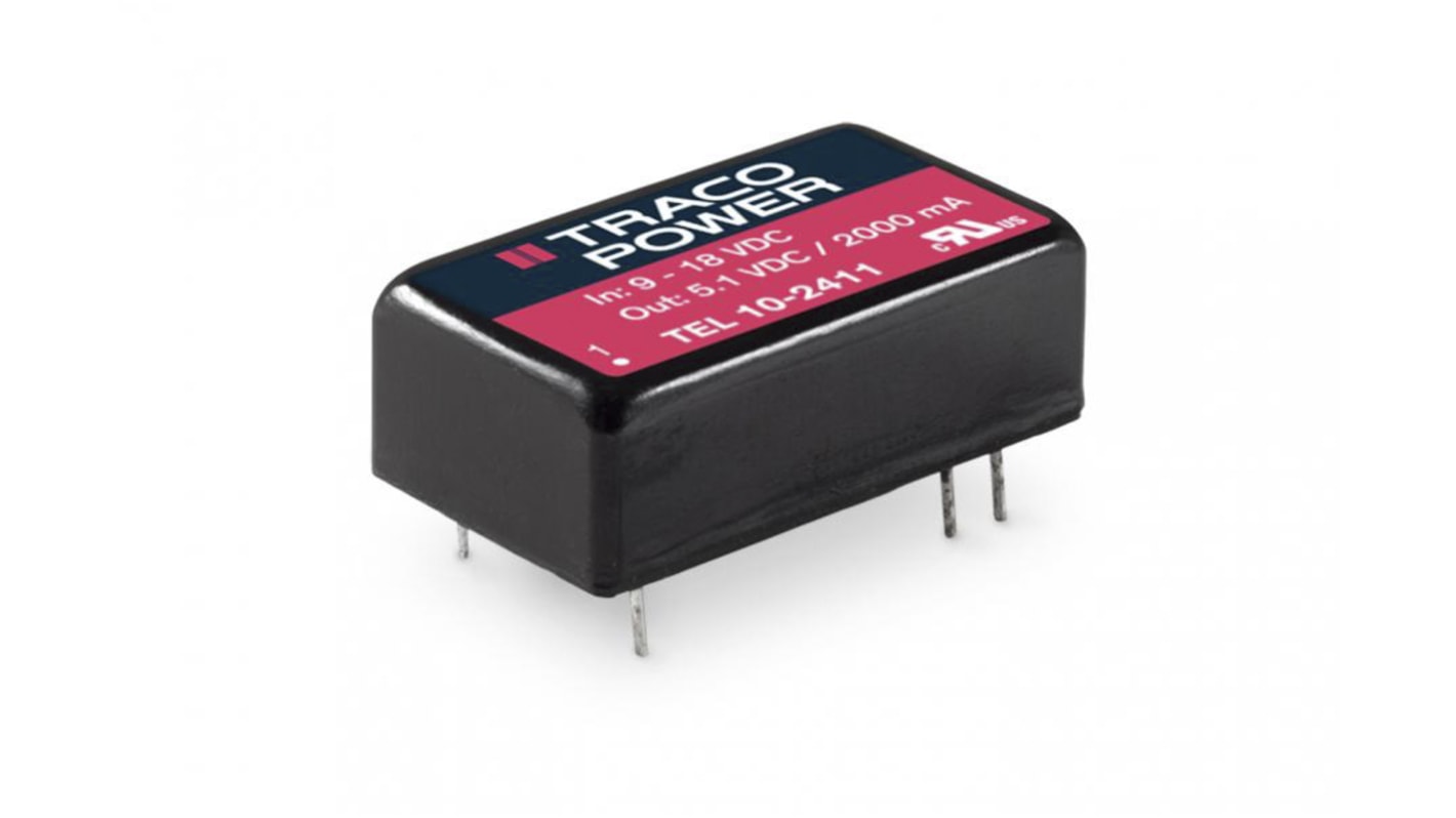 TRACOPOWER TEL 10 DC-DC Converter, 24V dc/ 416mA Output, 18 → 36 V dc Input, 10W, Through Hole, +85°C Max Temp