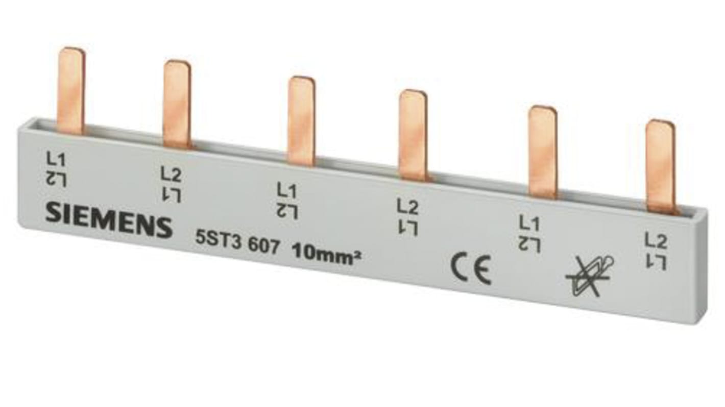 Siemens 5ST Sammelschiene, 2 -phasig 63A, Kupfer, 27mm Raster, SENTRON Reihe