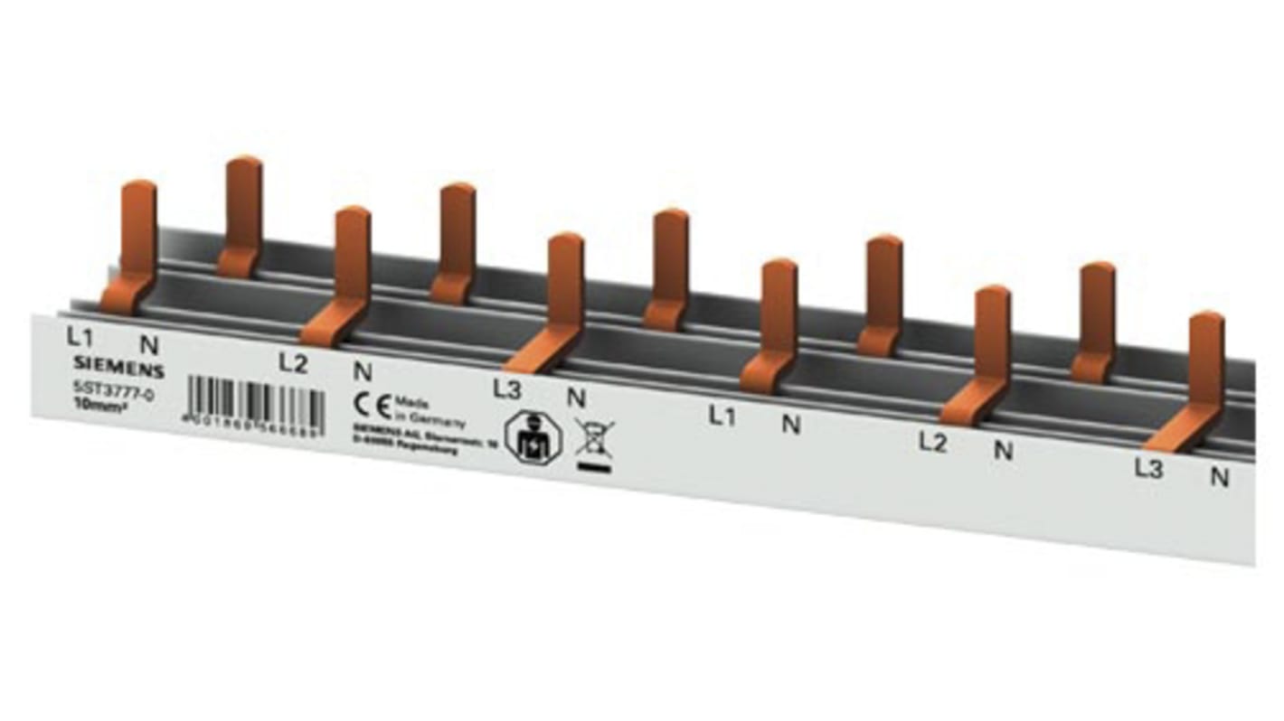 Siemens 5ST Sammelschiene, 3 -phasig, 230V 63A, Kupfer, 26.5mm Raster, SENTRON Reihe