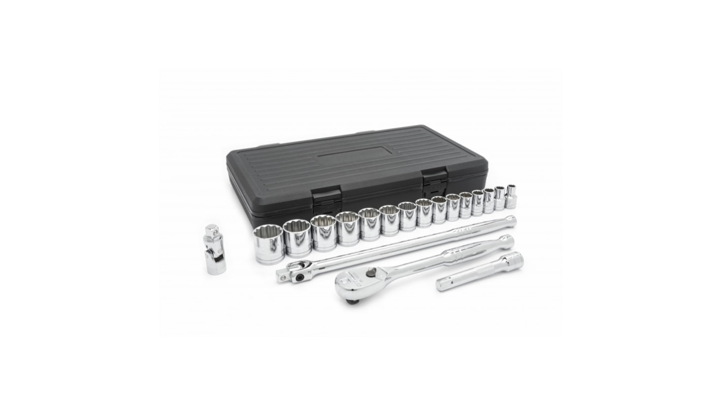 GearWrench 19-Piece Imperial 1/2 in Standard Socket Set with Ratchet, 12 point