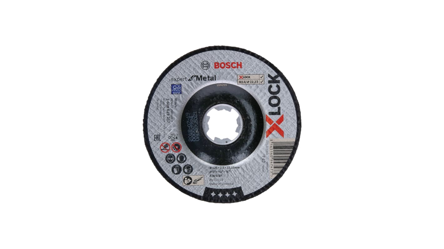 Bosch X-Lock Aluminium Oxide Cutting Disc, 125mm x 2.5mm Thick, P80 Grit, 25 in pack