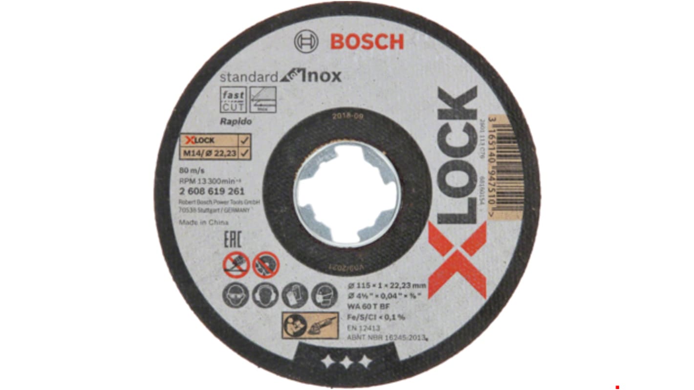 Bosch X-LOCK Cutting Disc, 115mm x 1mm Thick, 10 in pack