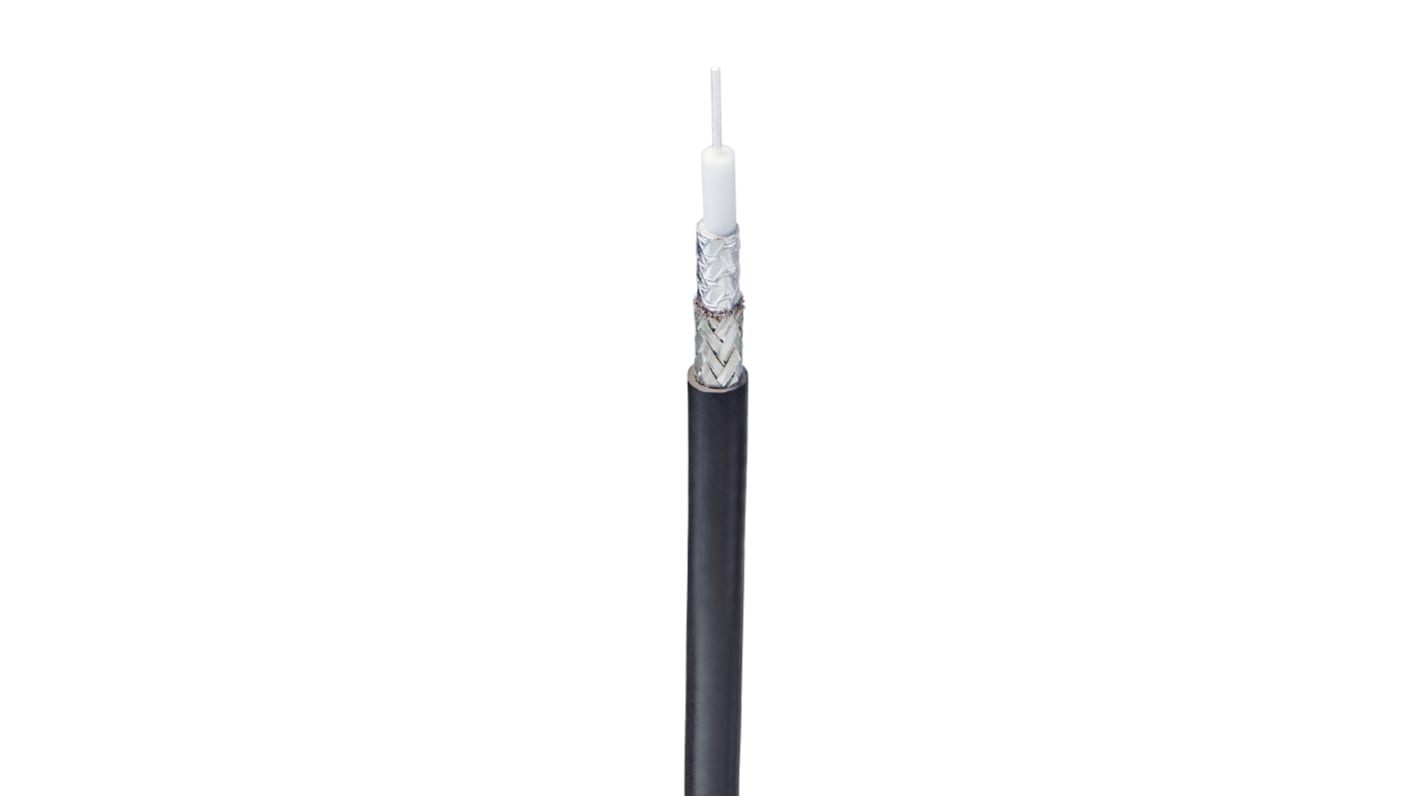 Cable coaxial RG11/U Belden, 75 Ω, long. 304.8m, funda de Libre de halógenos y bajo nivel de humo (LSZH) Negro