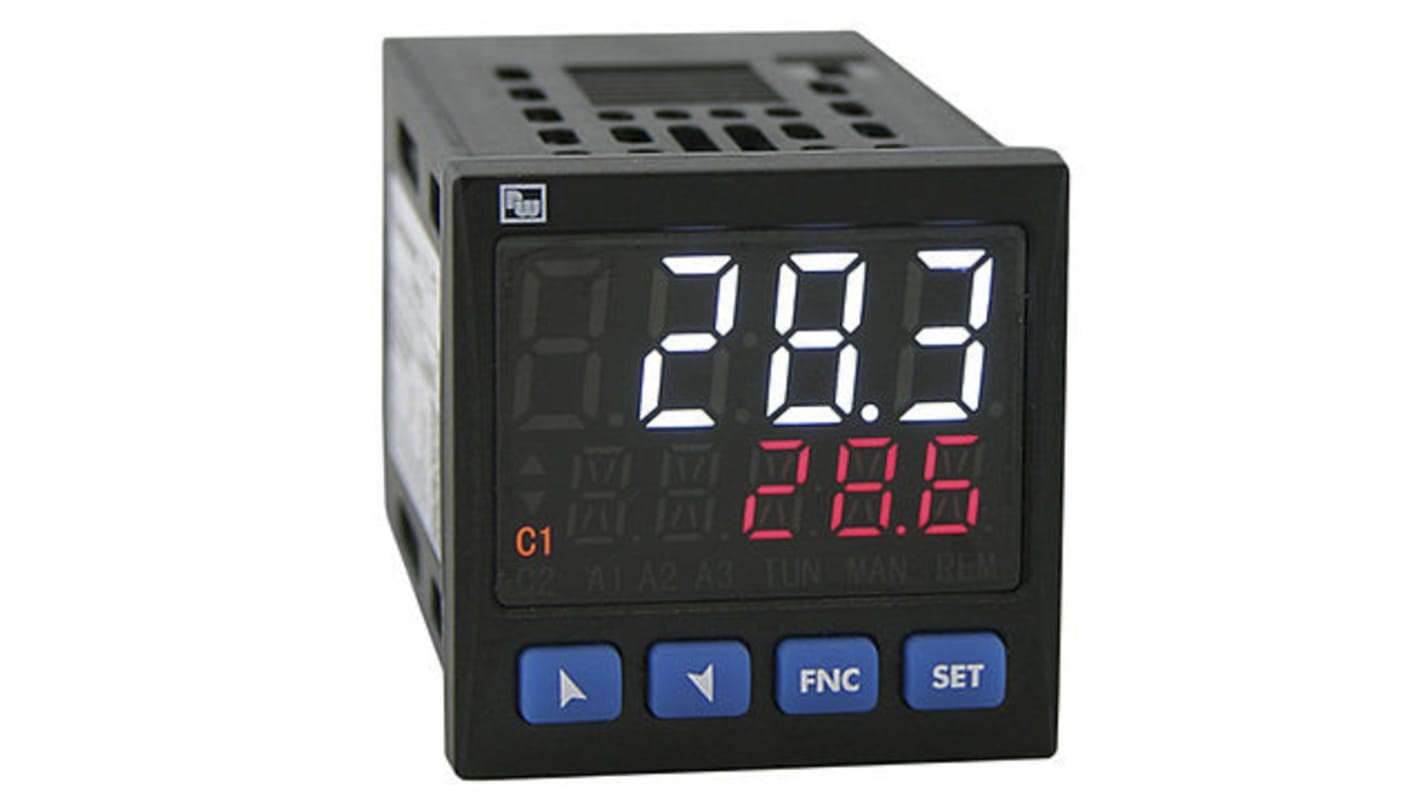 Wachendorff PID temperaturregulator med 2 Analog, Relæ, SSR Udgange, Størrelse: 48 x 48mm, 24 V AC/DC