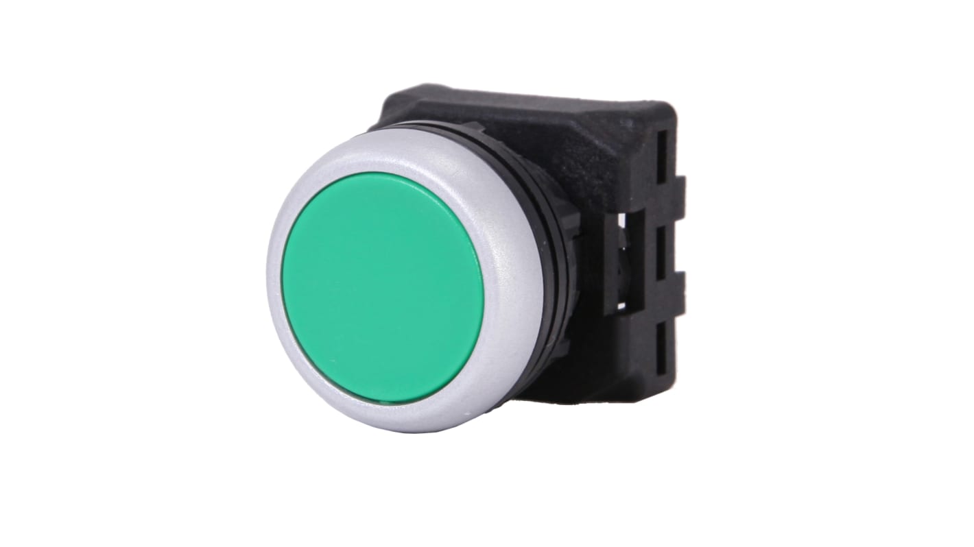 Cabezal de pulsador RS PRO, Ø 22mm, de color Verde, Retorno por Resorte, IP65