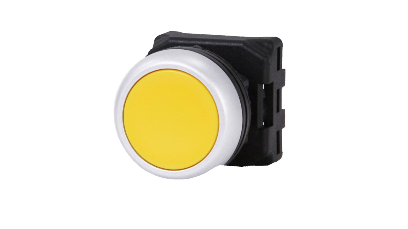 Tête de bouton poussoir RS PRO Jaune, Ø découpe 22mm, Retour par ressort