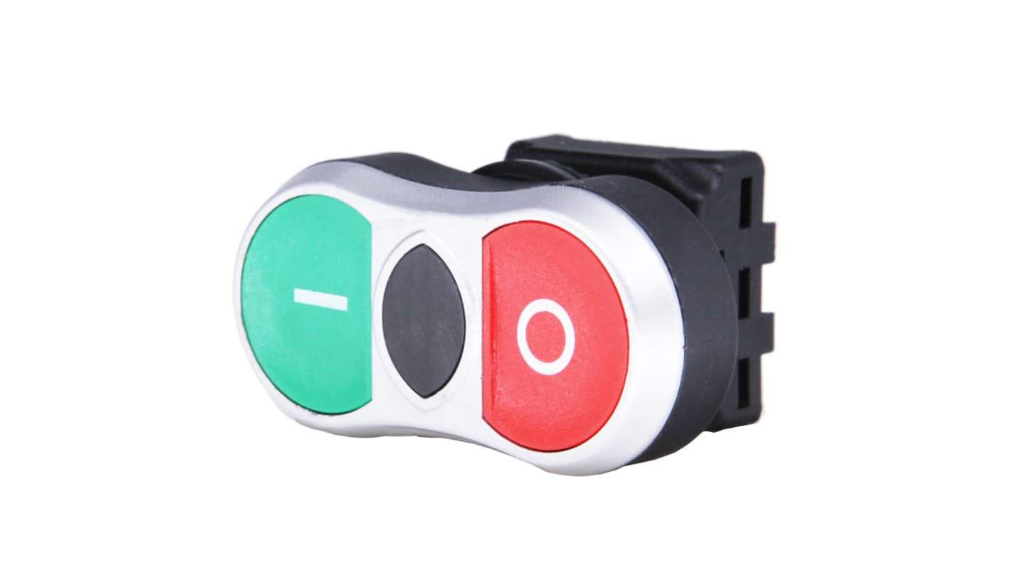 RS PRO Green, Red Spring Return Push Button Head, 22mm Cutout, IP65