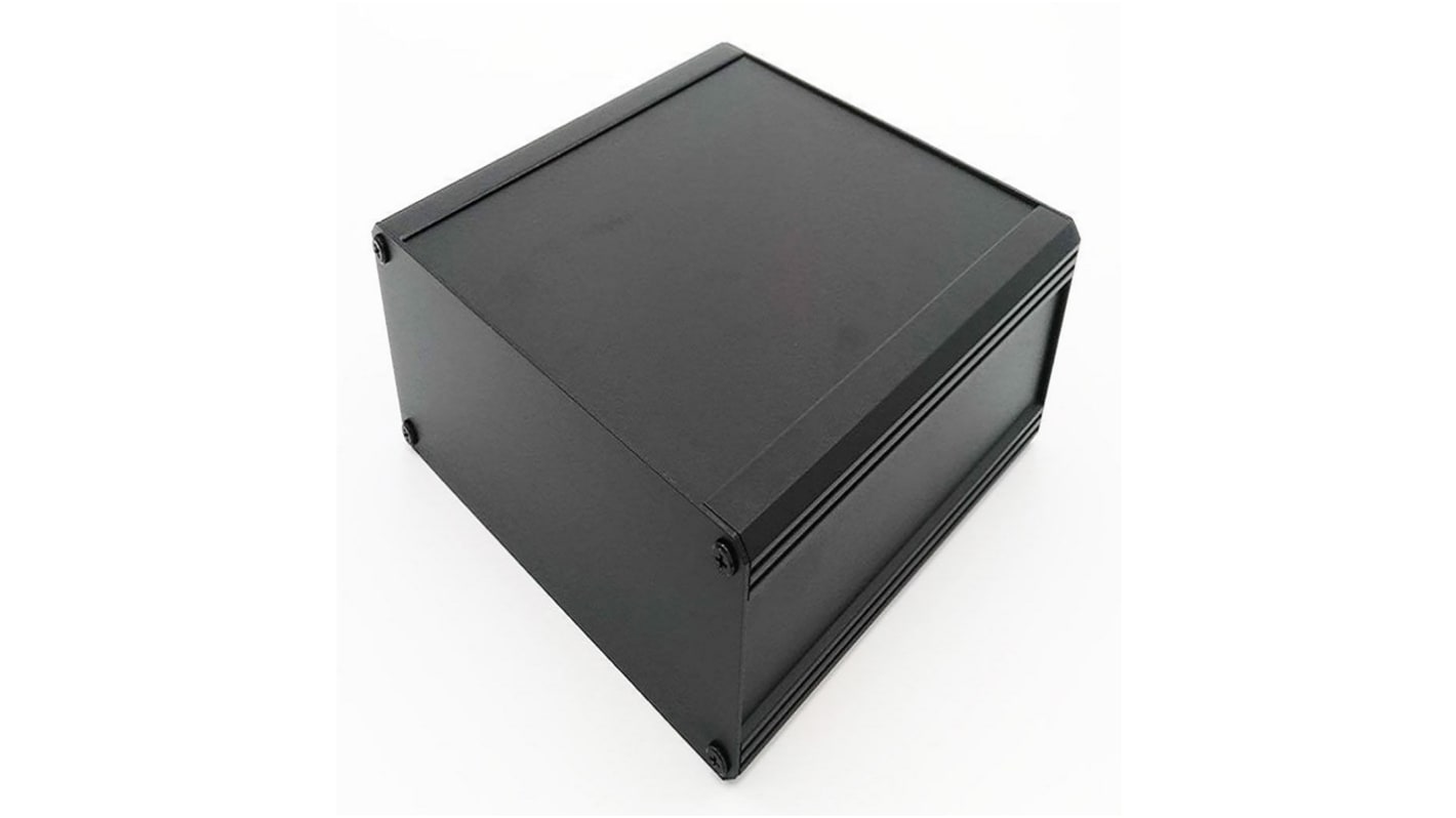 RS PRO Black Extruded Aluminium Heat Sink Case, IP40, Black Lid, 200 x 200 x 219mm