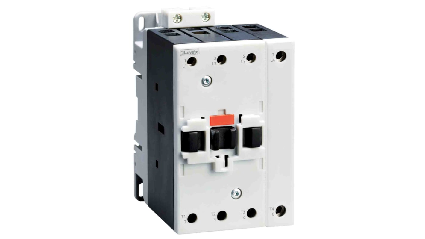 Contactor Lovato BF de 4 polos, 4NO, 90 A, bobina 24 V ac, 22 kW