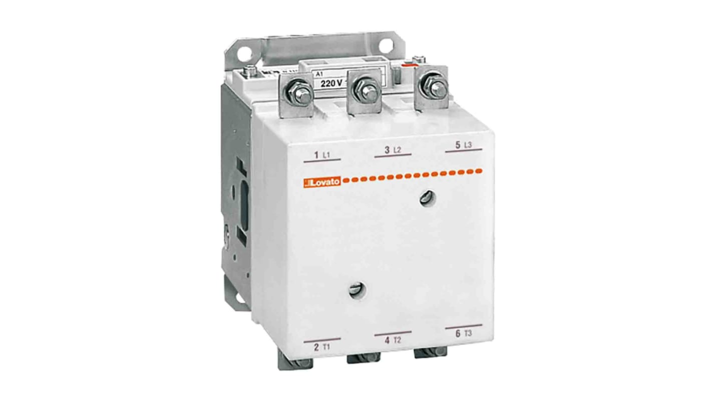 Lovato B Series Contactor, 24 V ac/dc Coil, 3-Pole, 265 A, 140 kW, 3NO, 690 V ac