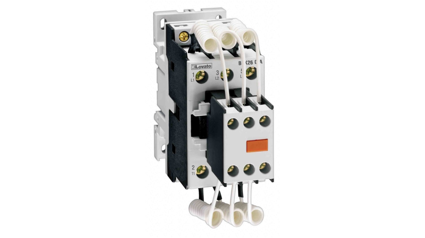 Lovato BFK Contactor, 400 V ac Coil, 3-Pole, 30 A, 20 kVar, 3NO, 690 V ac