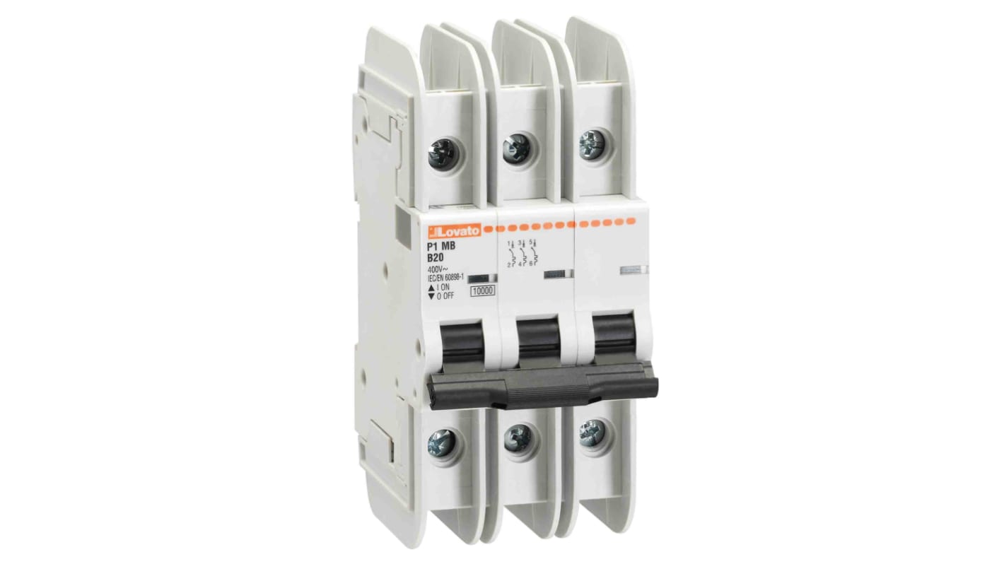 Lovato MCB, 3P, 4A Curve C, 400V AC, 10 kA Breaking Capacity