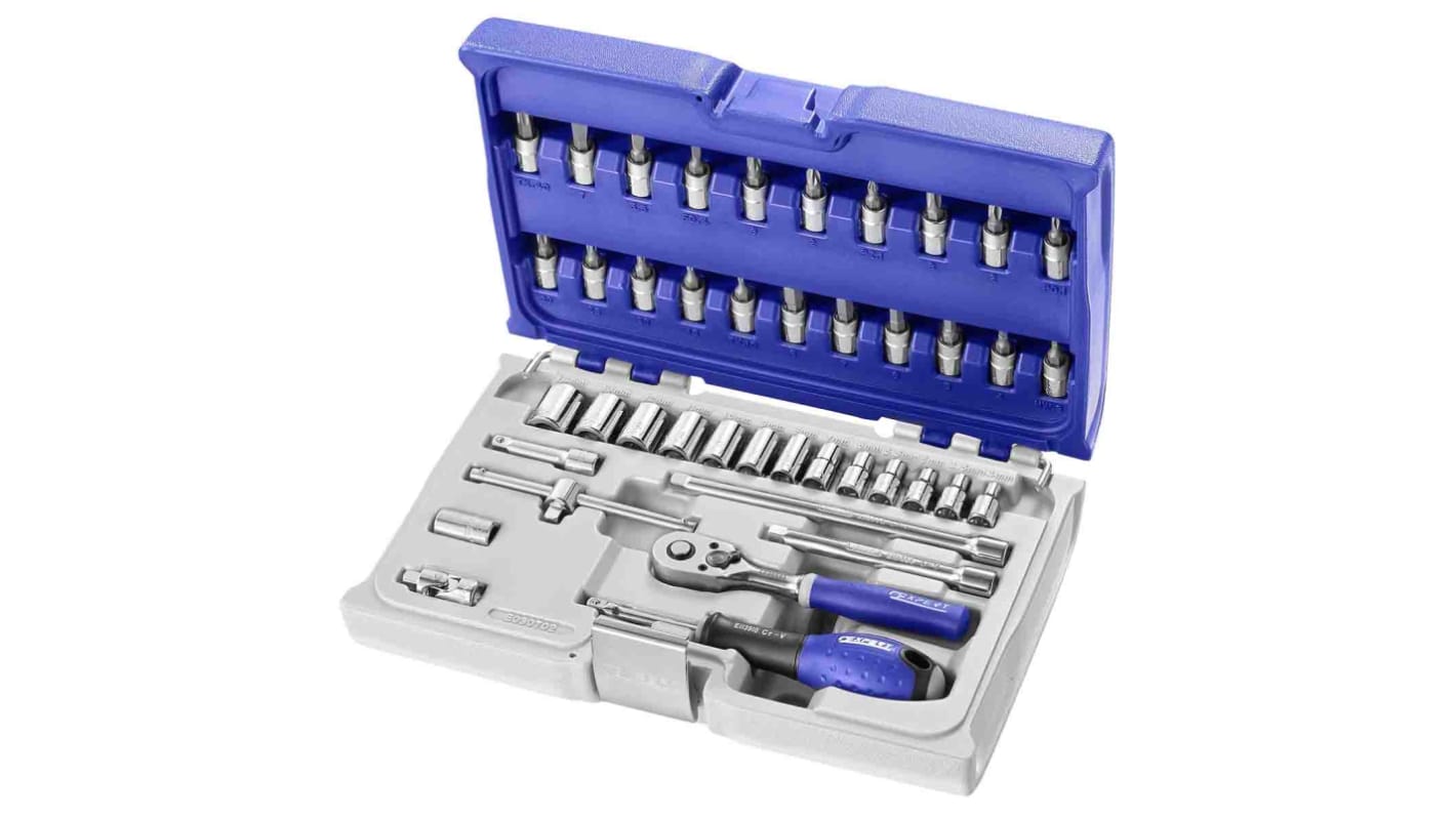 Expert by Facom 42-Piece Metric 1/4 in Standard Socket/Bit Set with Ratchet, 6 point; Hex Bit; Phillips Bit; Pozidriv