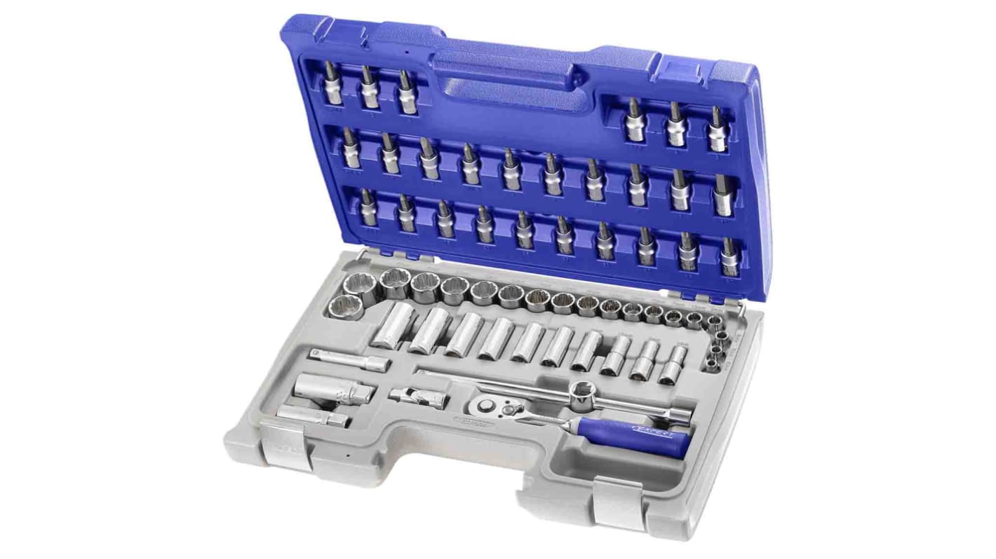 Expert by Facom 61-Piece Metric 3/8 in Deep Socket/Standard Socket/Bit Set with Ratchet, 6 point; 12 point; Hex Bit;