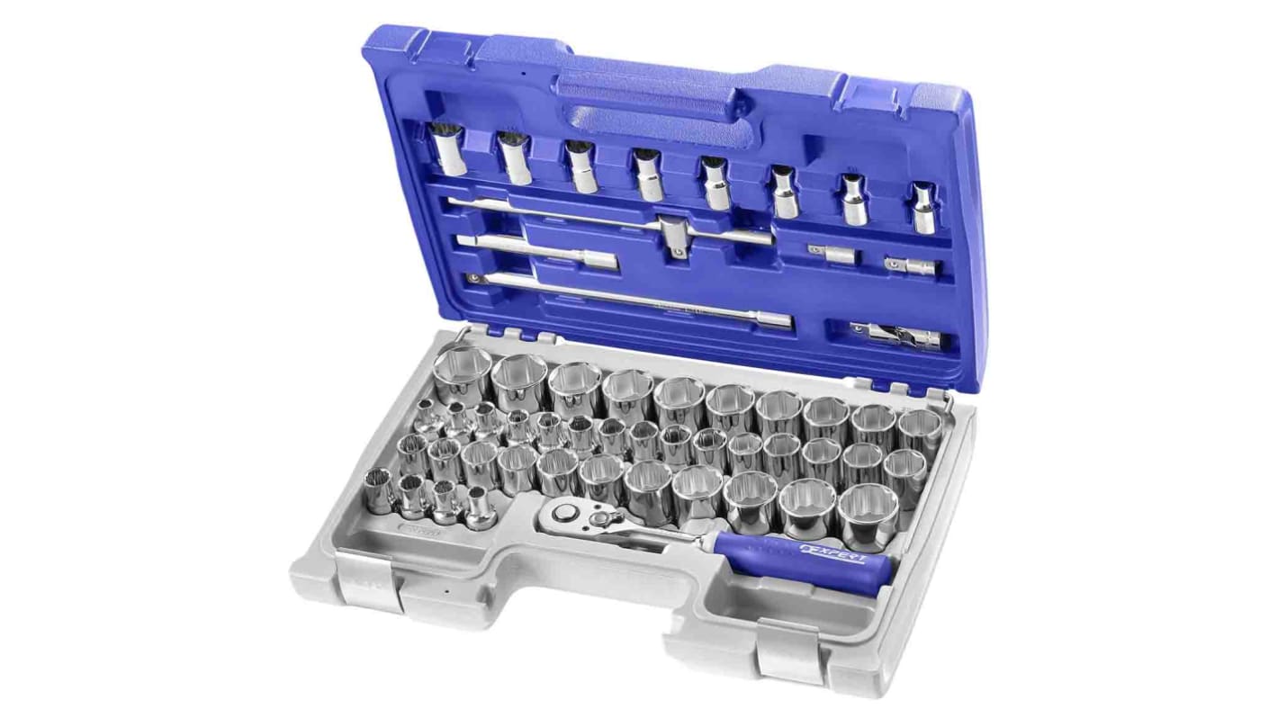 Expert by Facom 55-Piece Imperial, Metric 1/2 in Standard Socket Set with Ratchet, 6 point; 12 point; e-Torx