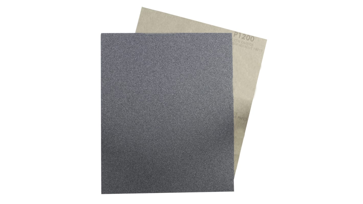 Papel abrasivo RS PRO de Carburo de Silicio, grano Muy Fino de P1200, de 280mm x 230mm, paquete de 25