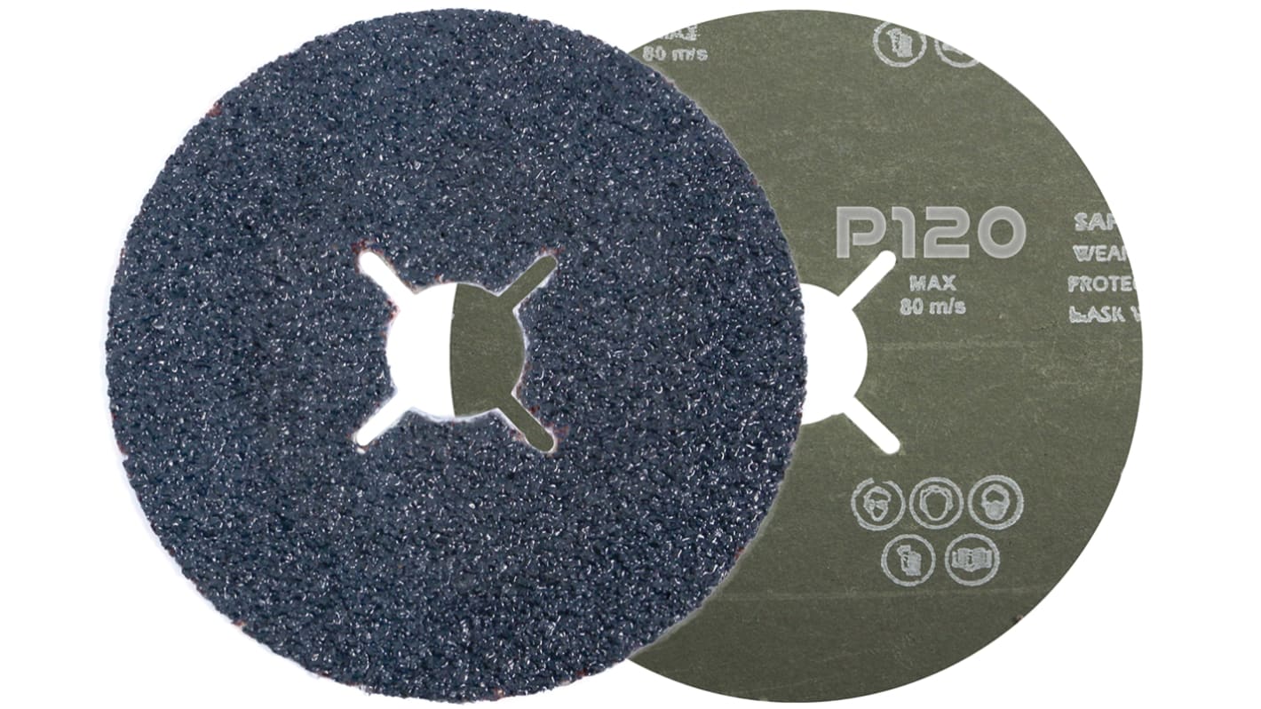 RS PRO Ceramic, 115mm, P120 Grit, 25 in pack