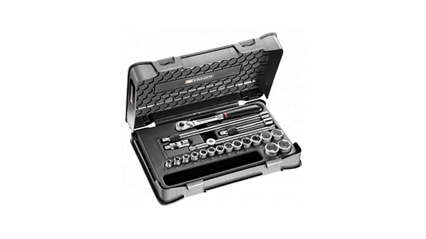 Facom 20-Piece Metric 3/8 in Standard Socket Set with Ratchet, 6 point