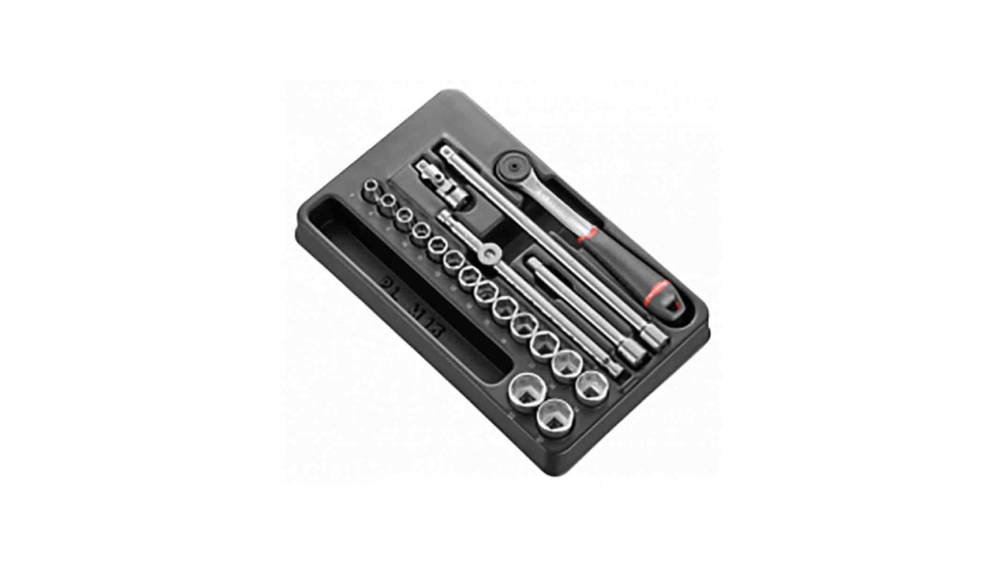 MOD.J16136 20Piece Socket Set, 3/8 in Square Drive, 7 → 22mm