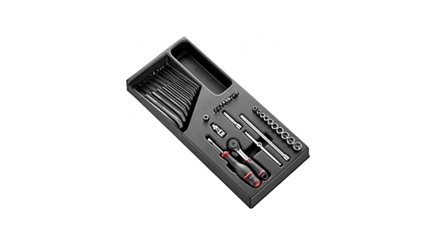 Facom 36-Piece Imperial 1/4 in Standard Socket/Allen Key/Bit Set with Ratchet, 6 point; Hex Bit; Pozidriv Bit; Slotted