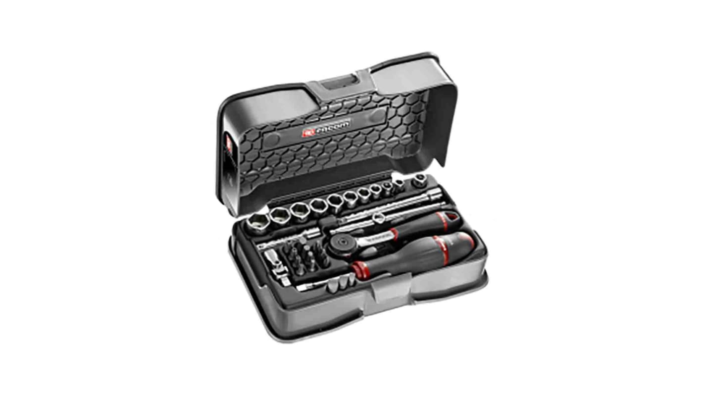 Facom 31-Piece Imperial 1/4 in Standard Socket/Bit Set with Ratchet, 6 point; Hex Bit; Phillips Bit; Slotted Bit; Torx