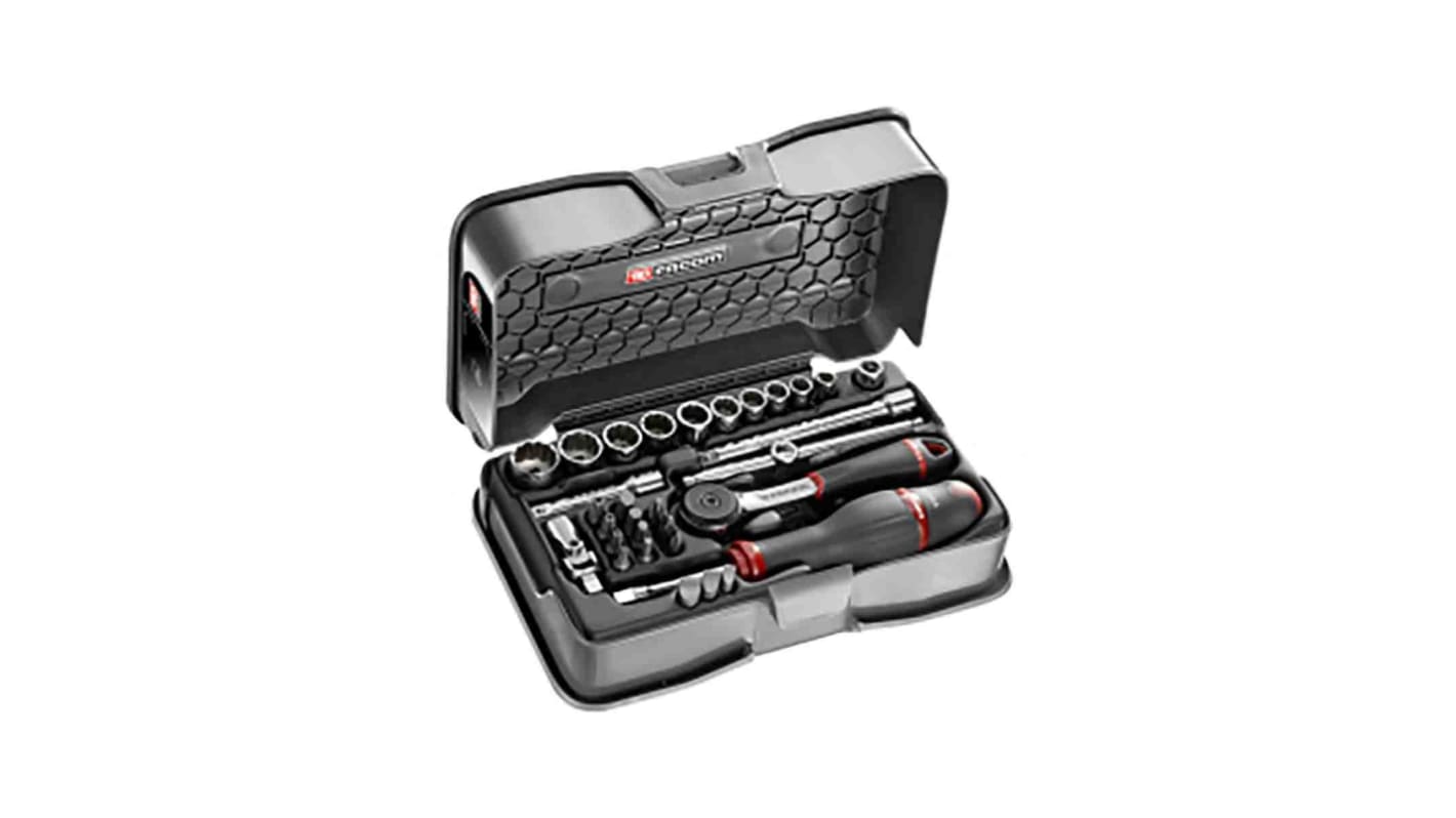 Facom 31-Piece Imperial 1/4 in Standard Socket/Bit Set with Ratchet, 12 point; Hex Bit; Phillips Bit; Slotted Bit; Torx