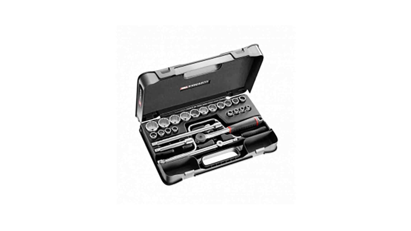 Facom 25-Piece Imperial 1/2 in Standard Socket Set with Ratchet, 12 point