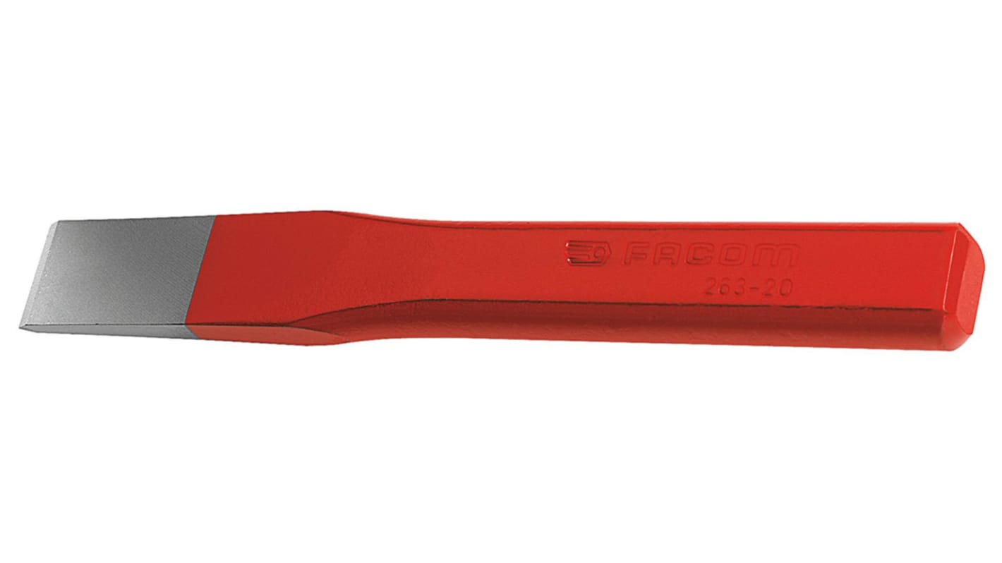 Facom Chrome Vanadium Steel Cold Chisel, 200mm Length, 24.0 mm Blade Width