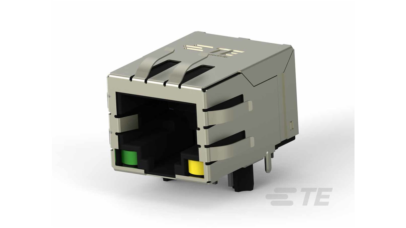 TE Connectivity RJ45 csatlakozó 8 utas Cat5, Derékszögű, Nő 1 x 1, 2337992 sorozat 2337992