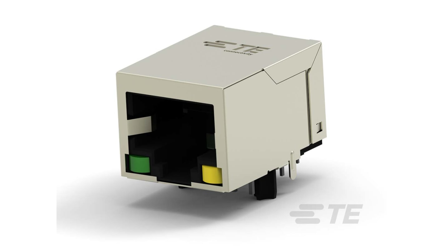 TE Connectivity 2337992 Cat.5e RJ45-Steckverbinder Buchse, 1 x 1-Port 8-polig Vernickeltes Messing,